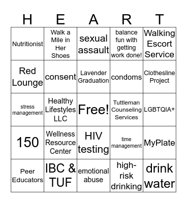 H.E.A.R.T. Bingo Card