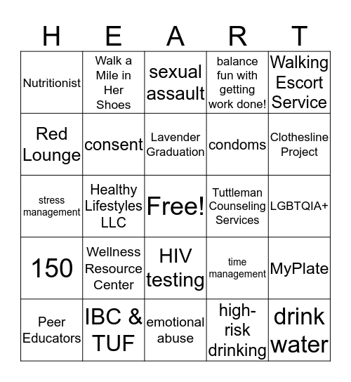 H.E.A.R.T. Bingo Card