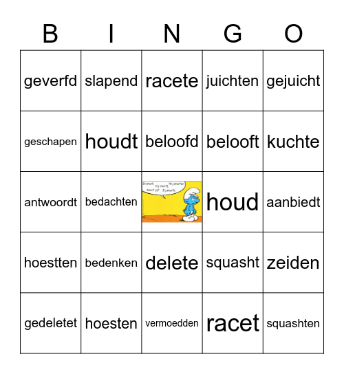 werkwoordspelling Bingo Card