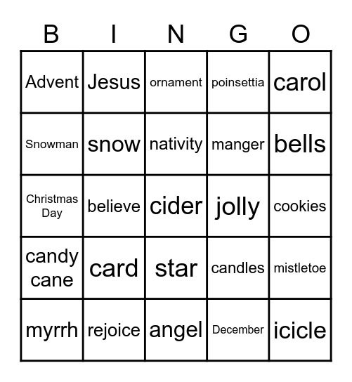 Christmas Bingo Card