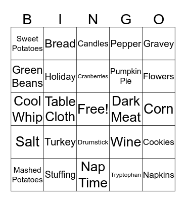 Thanksgiving Bingo Card