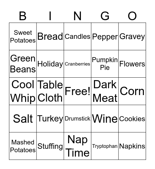 Thanksgiving Bingo Card