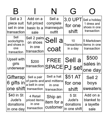 Zandra Bingo Card