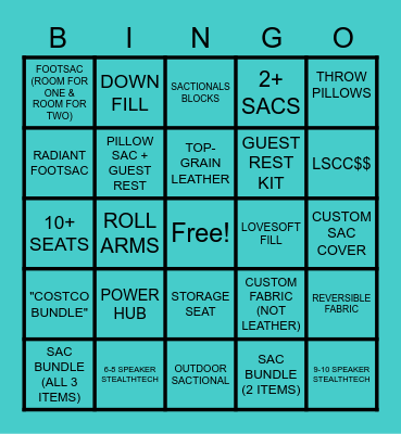 BUILD VALUE BINGO Card