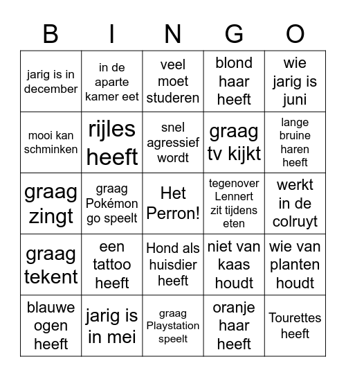 Het perron Bingo Card