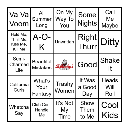 Spanky's Sherwood Music Bingo  11/16/22 Bingo Card