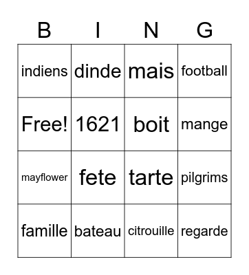 merci Bingo Card