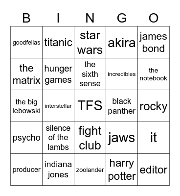 TFS Bingo Card