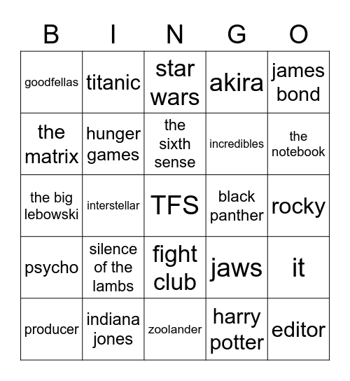 TFS Bingo Card