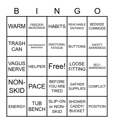 Energy Conservation Bingo! Bingo Card