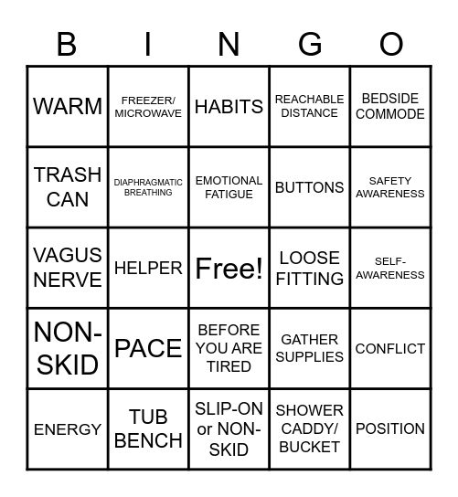 Energy Conservation Bingo! Bingo Card