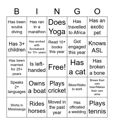 Ice Breaker Bingo Card