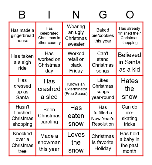 Christmas Bingo Card