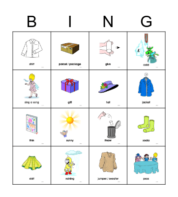 Vocabulary Bingo Card