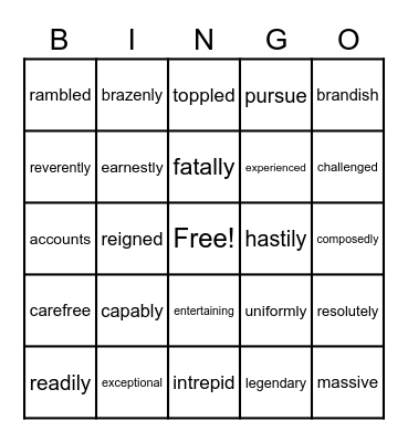 Medieval Bingo Card