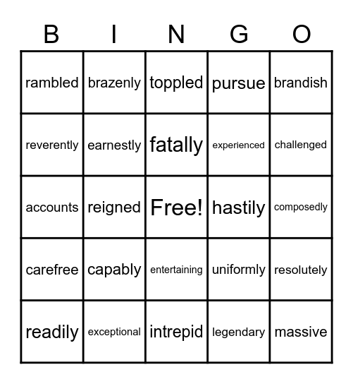 Medieval Bingo Card