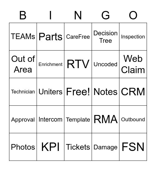 Outbound BINGO Card