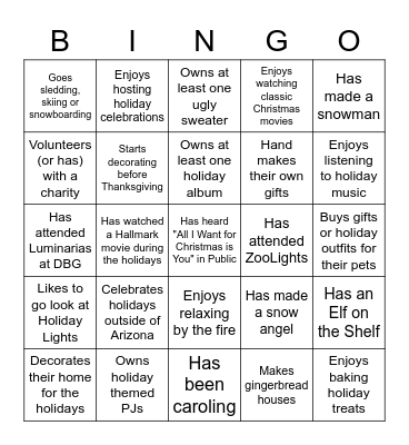 Holiday BINGO Card