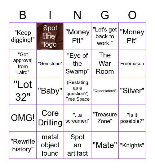 The Curse of Oak Island Season 10 Bingo Card