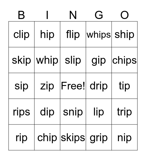 "IP" Bingo Card