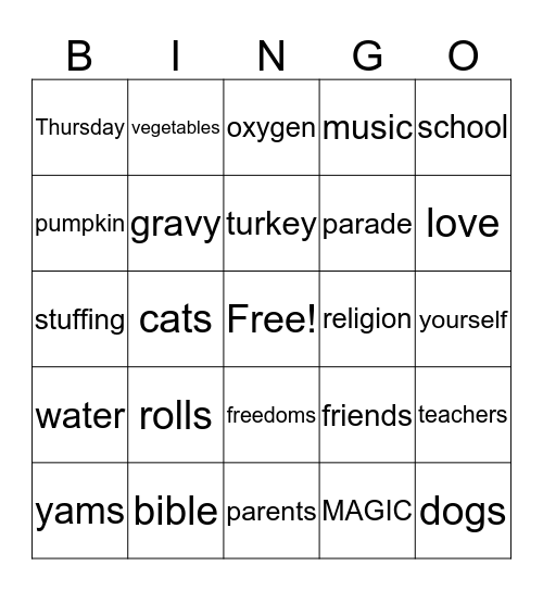 Charlotte Bingo Card