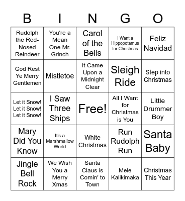 WG Ladies Christmas Bingo Card