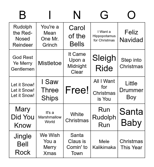 WG Ladies Christmas Bingo Card