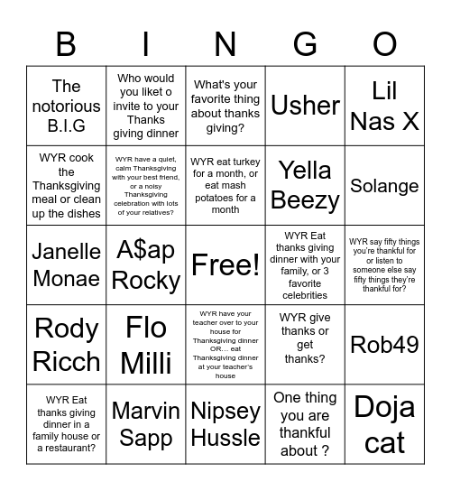 Untitled Bingo Card