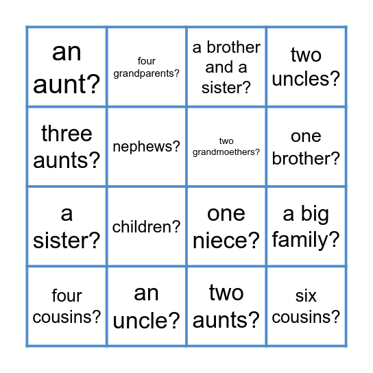 Do you have...? Bingo Card