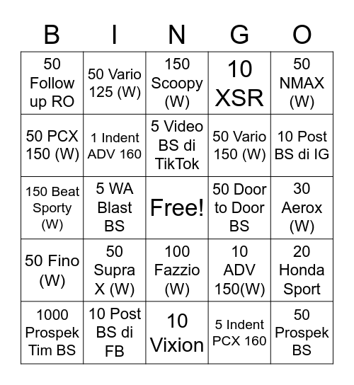 DOOPRIZE FLP Bingo Card
