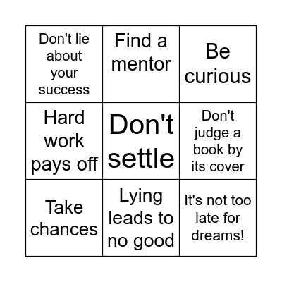 Disney Theme Bingo Card