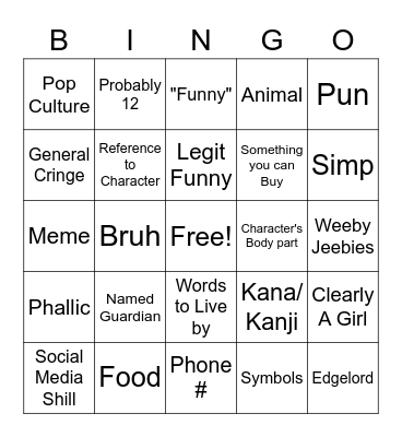 Destiny Gamertags Be Like Bingo Card