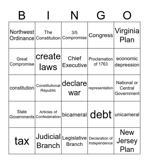 Creating a Republic Bingo! Bingo Card