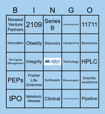 MBX Biosciences Holiday Bingo Card