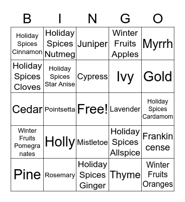 Holiday Herbs, Plants, Fruits and More.., Bingo Card