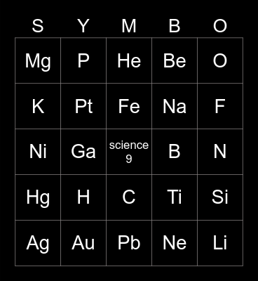 SYMBO CARD SCIENCE - 9 Bingo Card