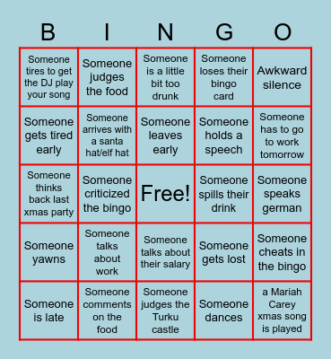 Pikkujoulubingo Card