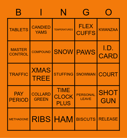 THANKSGIVING Bingo Card