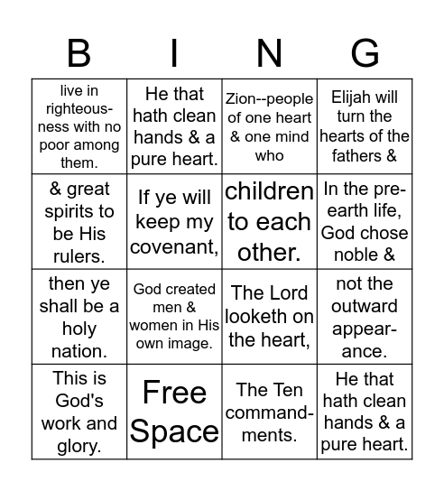 11 SM Bingo Card
