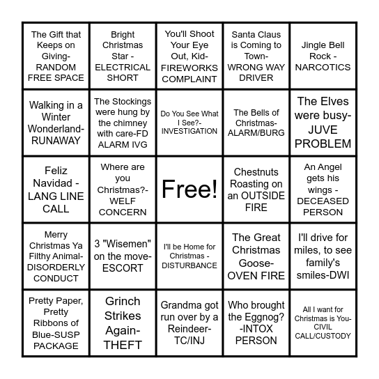 CHRISTMAS DISPATCH BINGO Card