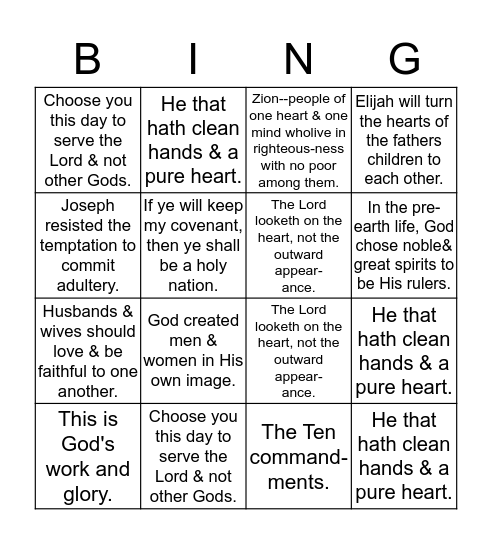 12 SM Bingo Card