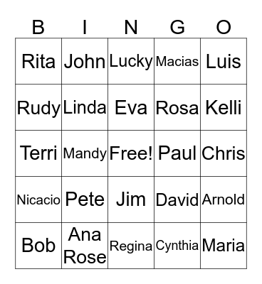 Bingo a La Rosa Bingo Card