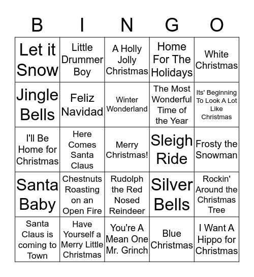 Christmas Jingle Bingo Card
