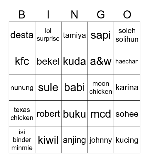BINGO MAAD Bingo Card
