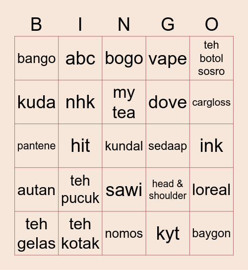 Clau's Bingo Card