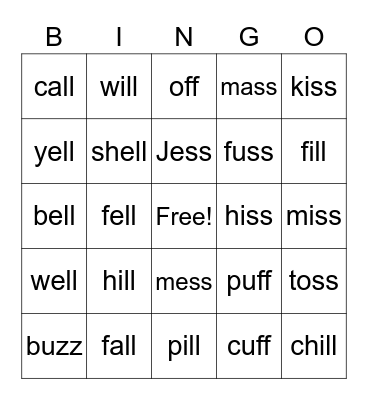 Bonus Letters Bingo Card