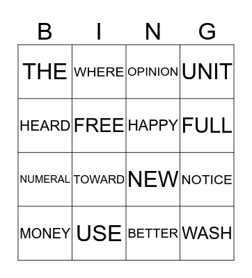 SIGHT WORDS 3rd GRADE Bingo Card