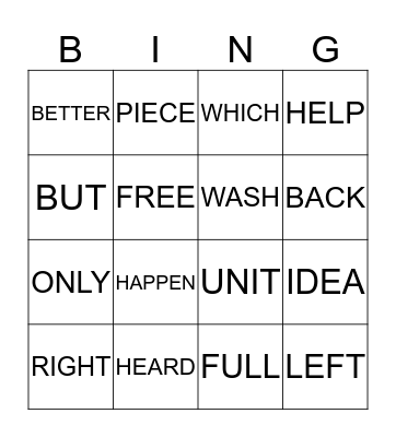 SIGHT WORDS 3rd GRADE Bingo Card