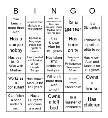 Find someone who... Bingo Card