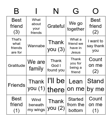 Friendsgiving Bingo Card